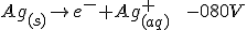Ag_{(s)} \rightarrow e^- + Ag^+_{(aq)}\,\,\,\,\,\,-080V