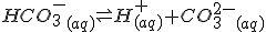 HCO_3^-_{(aq)} \rightleftharpoons H^+_{(aq)}+ CO_3^{2-}_{(aq)}