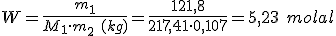 W=\frac{m_1}{M_1 \cdot m_2 \ (kg)}=\frac{121,8}{217,41 \cdot 0,107}=5,23 \ molal
