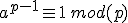 a^{p-1}\equiv1\, mod(p)