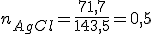 n_{AgCl}=\frac{71,7}{143,5}=0,5